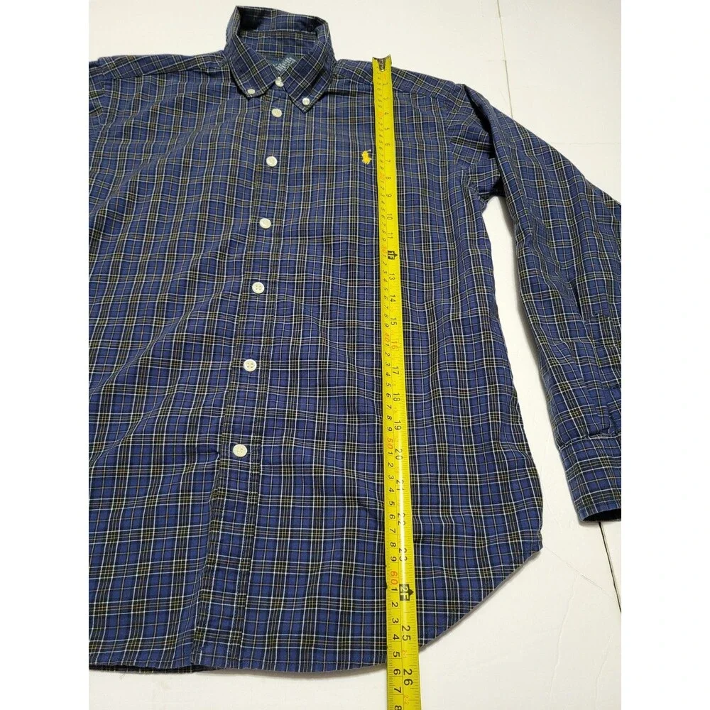 (#18) Ralph Lauren Button Down Shirt Long Sleeve Blue Size Kid's L(14-16)
